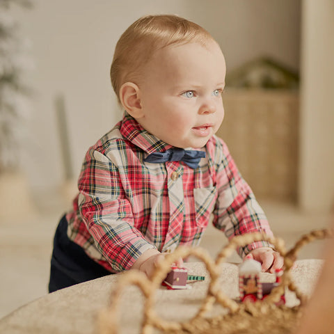 Ensemble 3 Pièces En Flanelle À Carreaux Rouges
