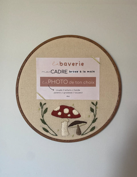 Cadre Photo Brodé Champignons