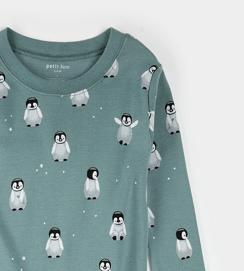 Ensemble Pyjama Sarcelle À Imprimé Bébé Pingouin