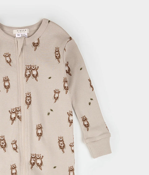 Dormeuse Convertible Crème À Imprimé De Loutres