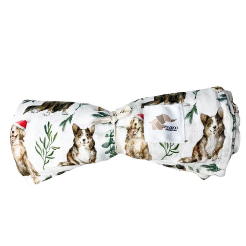 Mousseline Bambou Chiens Noël