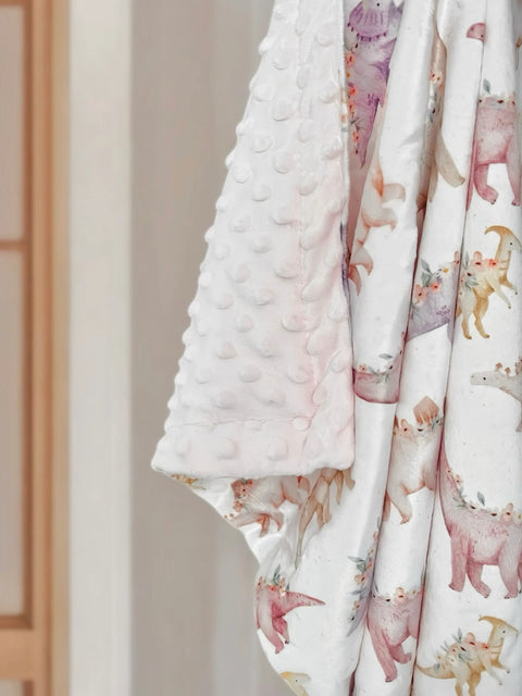 Couvertures Minky Dino Rose