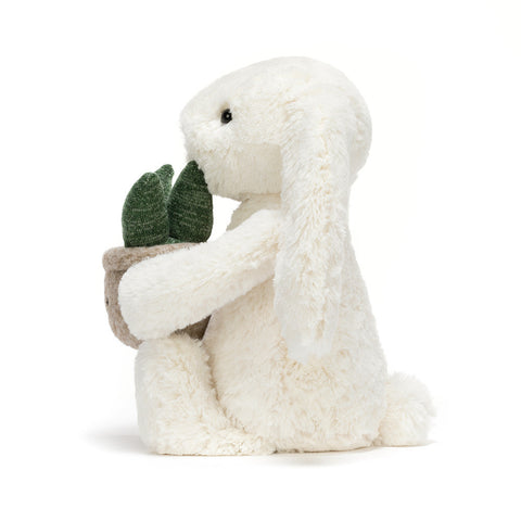 Peluche Cream Bunny with Plant