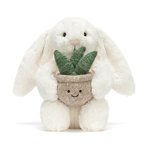 Peluche Cream Bunny with Plant