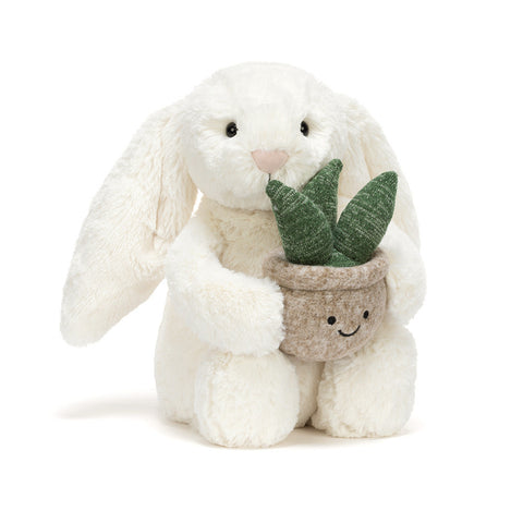 Peluche Cream Bunny with Plant