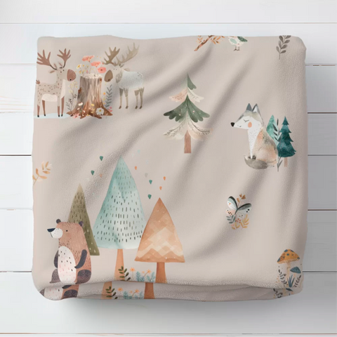 Doudou Minky Animaux De La Forêt Beige