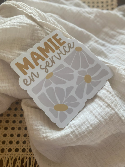 Autocollant Voiture « Mamie En Service» Marguerites