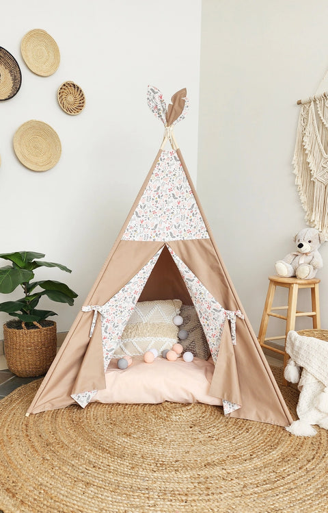 Tipi Avec Fenêtre Pêche Fleurs Minuscules