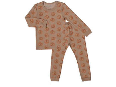 Pyjama En Modal Manches Longues Brun Imprimé Pretzel X La Petite Ourse