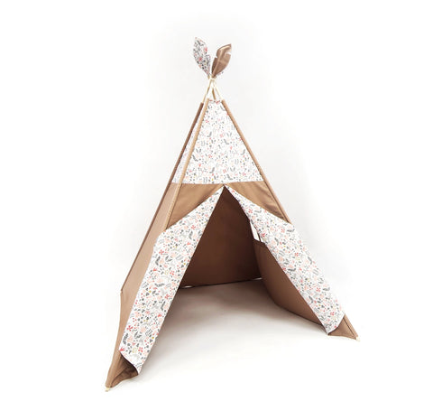 Tipi Avec Fenêtre Pêche Fleurs Minuscules