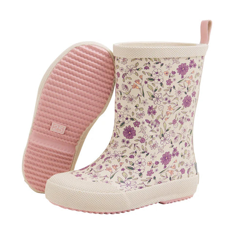 Bottes Imperméables Fleurs Misty Rose