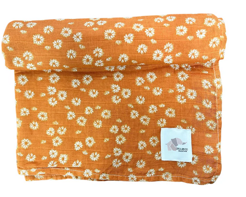 Mousseline Coton Petites Fleurs Orange