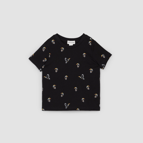 T-shirt Noir À Imprimé De Toucan