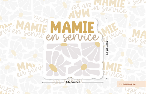 Autocollant Voiture « Mamie En Service »