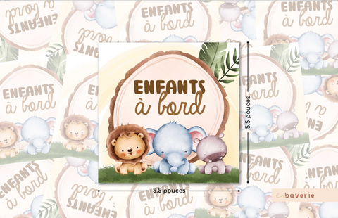 Autocollant Voiture « Enfants À Bord » (Jungle)