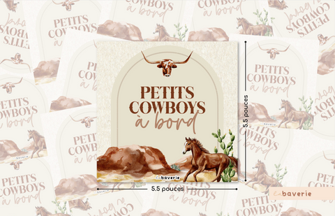 Autocollant Voiture « Petits Cowboys À Bord »