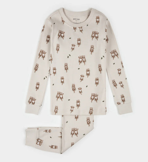 Ensemble Pyjama Crème À Imprimé De Loutres