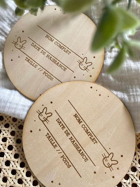 Pastille De Naissance Ronde Lapin