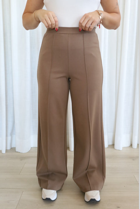 Pantalons À Jambes Larges Moka Mousse