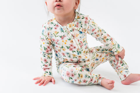 Pyjama Bambou Avec Pieds Prairies de Printemps