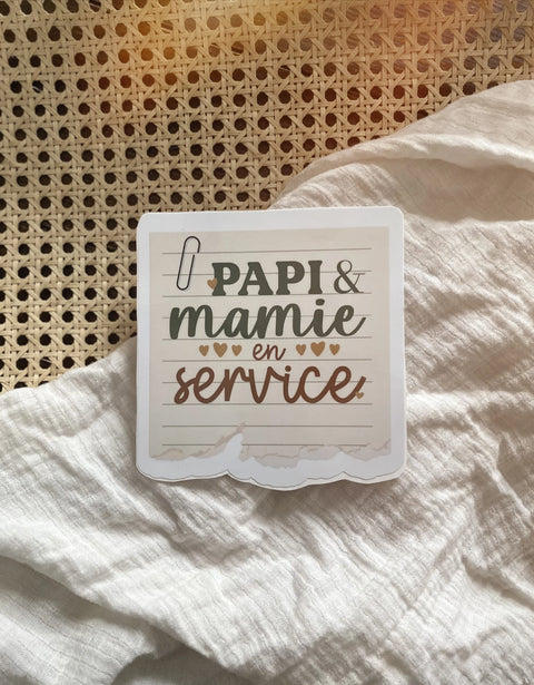 Autocollant Voiture « Papi & Mamie En Service »