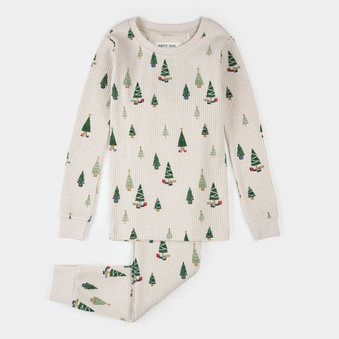 Ensemble Pyjama Crème Imprimé Sapins Festifs