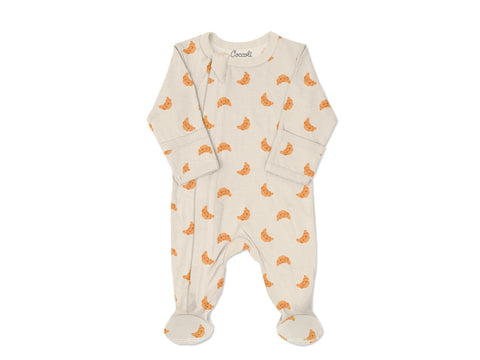 Pyjama En Modal Avec Pieds Beige Imprimé Croissants X La Petite Ourse