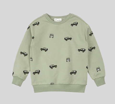 Chandail Sauge À Imprimé Voiture Tout-terrain