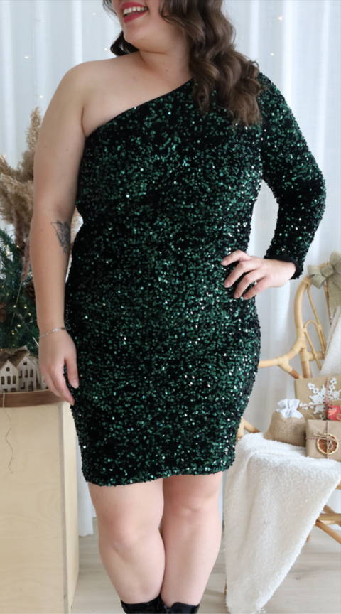 Robe Félicia À Pailettes Vert Foncé