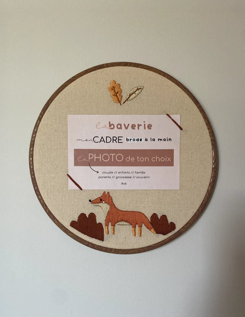 Cadre Photo Brodé Renard Doré