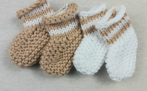 Duo Bas Caramel & Crème Rayé (0-3 Mois)