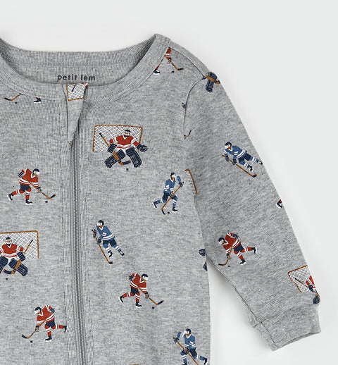 Dormeuse Gris Chiné À Imprimé De Joueurs De Hockey