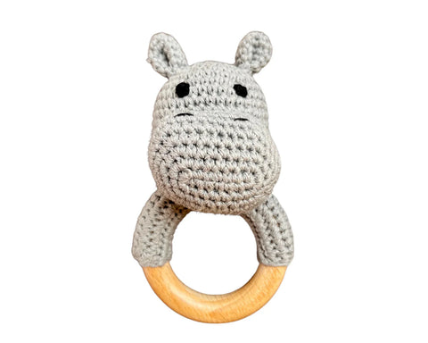 Hochet Bois Et Crochet Hippopotame