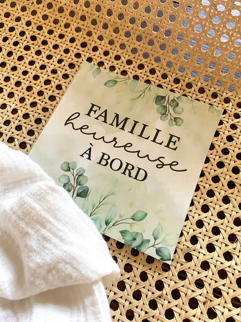 Autocollant Voiture « Famille Heureuse À Bord » Eucalyptus