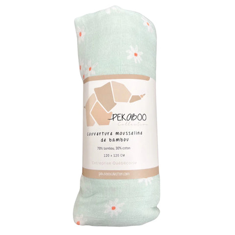 Mousseline Bambou Marguerite Menthe