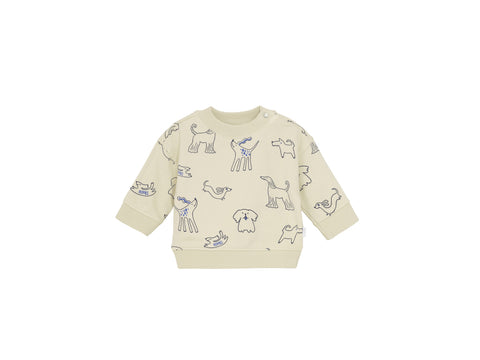 Chandail En Polar Manches Longues Off White Avec Chiens