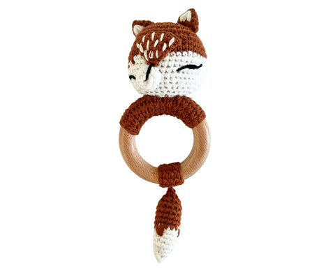 Hochet Bois Et Crochet Renard 2Pcs