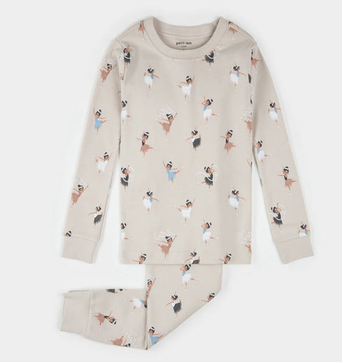 Ensemble Pyjama Crème À Imprimé Ballerine Pour Bébé