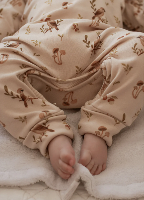 Onesie Évolutif Beige Avec Motifs Oiseaux