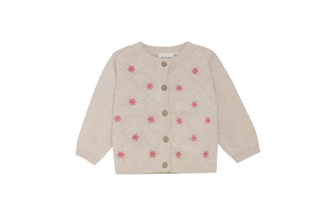 Cardigan Beige Claire Avec Broderie De Fleurs