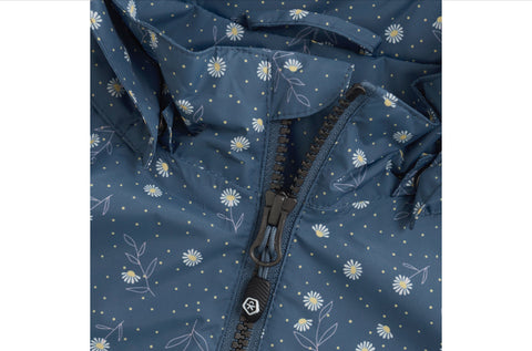 Manteau Imperméable Vintage Indigo Avec Fleurs