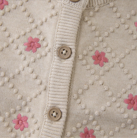 Cardigan Beige Claire Avec Broderie De Fleurs