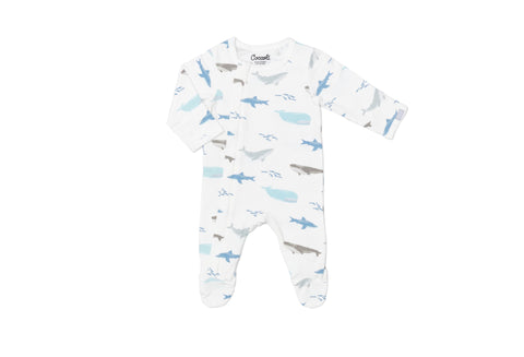 Pyjama Avec Pied Blanc À Imprimé Baleines