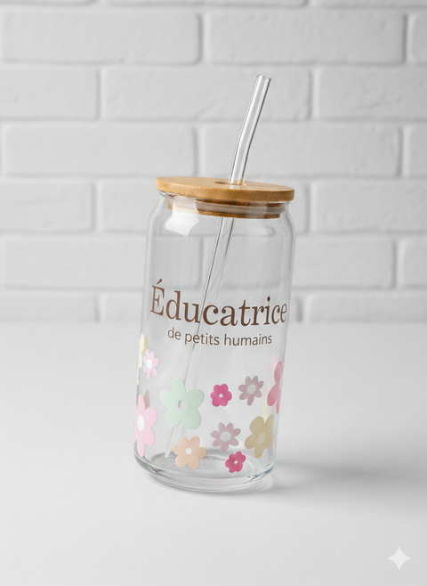 Verre Éducatrice Fleurie