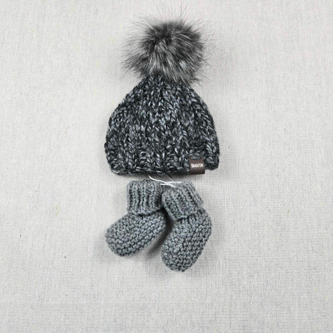 Tuque Grise Foncé Et Bas Gris (Naissance)