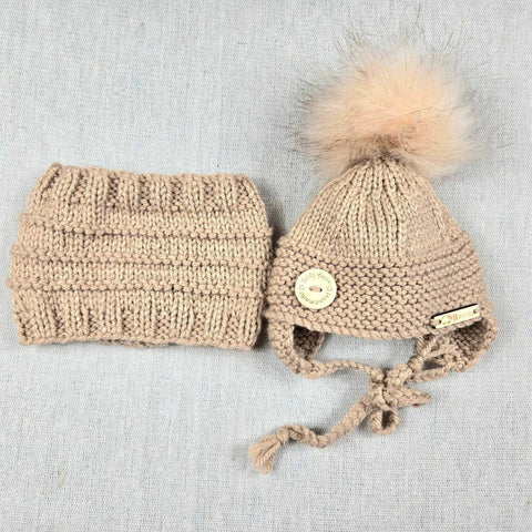 Tuque Avec Cache-oreilles & Cache-cou Caramel (Naissant)