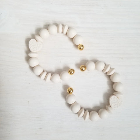 Bracelet De Dentition Cœur Ivoire