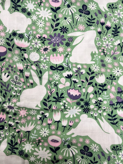 Mousseline Bambou Lapins Printaniers