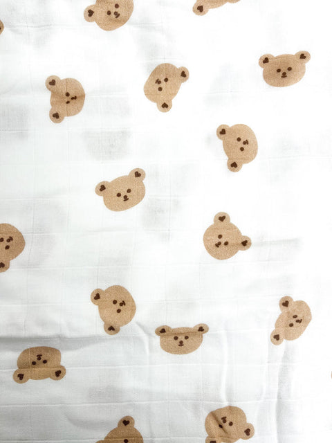 Mousseline Bambou Ourson Beige Baby