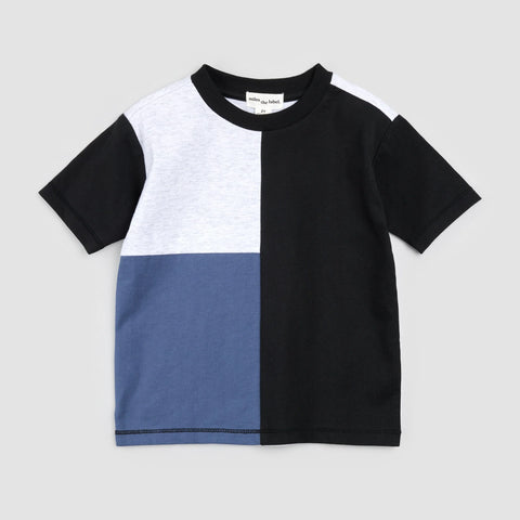 T-shirt Tricolore Gris, Bleu & Noir